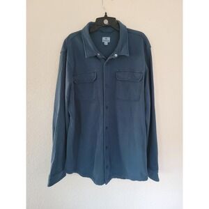 Tentree‎ Mens XL Blue Jersey Knit Button Down Shirt Jacket Shacket Long Slv #23